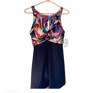 New Colorful Geometric Women's One Piece Swimsuit by Dolphin size 12